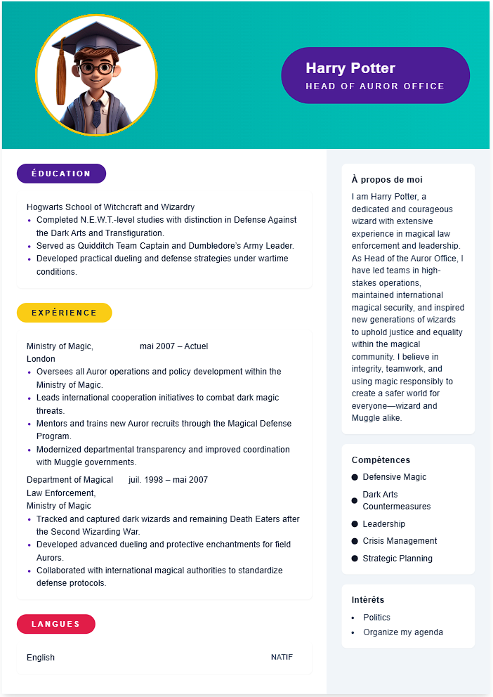Colorful Banner CV template - Professional resume design